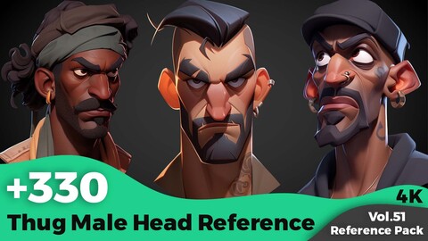 +330 Stylized Thug Male Head Reference(4k)