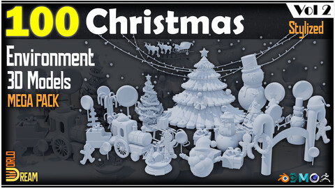100 Christmas Environment 3D Models | Stylized | Vol 2