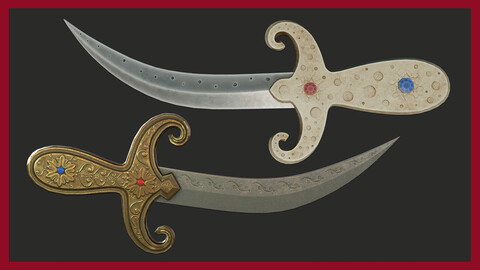 Ancient Golden Dagger -  Game Ready 3D Asset with 2 Pro Design