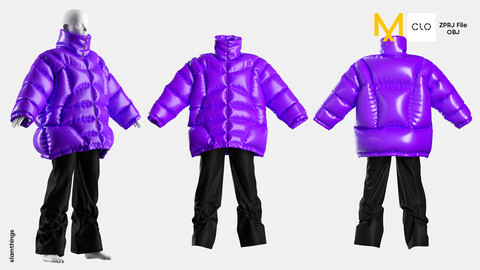 Streetwear Outfit #007 - Clo 3D / Marvelous Designer + FBX / DIGITAL FASHION / HYPEBEAST / FUTURE FASHION / PUFFER