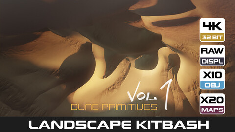 10 Big Dune primitives (Mesh/Displacement) | Desert landscape Kitbash