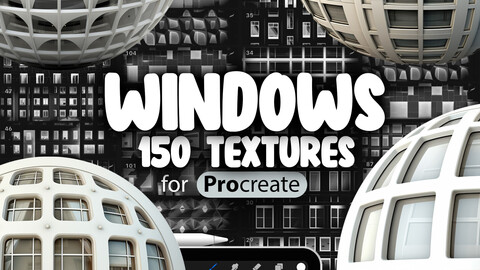 150 Procreate Windows Textures | Building Facade Procreate Seamless Texture Brushes | Modern Architecture Procreate Brush