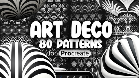 80 Procreate Art Deco Patterns | Geometric Procreate Texture Seamless Brushes | Symmetrical Procreate Brush | Luxury Art Deco Texture