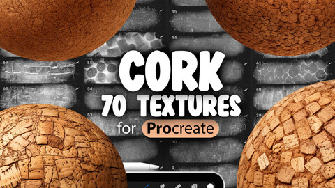 70 Procreate Cork Textures | Realistic Cork Procreate Texture Seamless Brushes | Procreate Cork Brushes