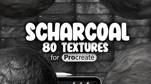 80 Procreate Charcoal Textures | Procreate Charcoal Brushes | Charcoal Procreate Seamless Pattern Brushes | Procreate Charcoal