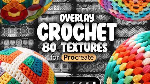 80 Procreate Crochet Colorwork Textures | Fabric Procreate Pattern Seamless Brushes | Procreate Knitting Pattern | Procreate Threads Brush