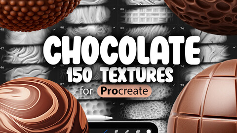 150 Procreate Chocolate Textures | Chocolate Bar Procreate Pattern Seamless Brushes | Creamy Chocolate Procreate Brush