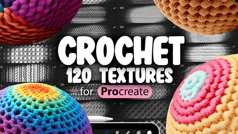 120 Procreate Crochet Textures | Fabric Procreate Texture Seamless Brushes | Procreate Crochet Stitch | Procreate Crochet Pattern