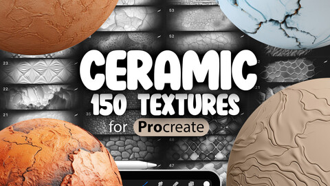 150 Procreate Ceramic Textures | Smooth Ceramic Procreate Texture Seamless Brushes | Crackled Ceramic Texture | Glazed Ceramic Texture