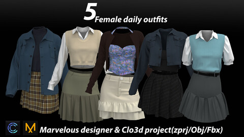 Female daily outfits (Zprj/obj/Fbx)