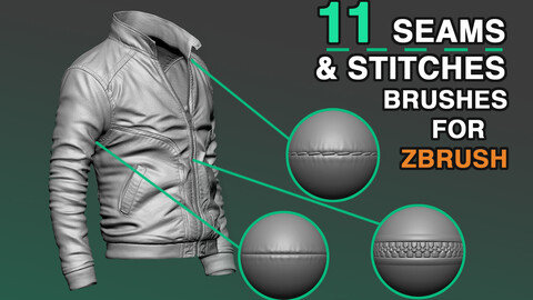11 Seams & Stitches Brushes for Zbrush