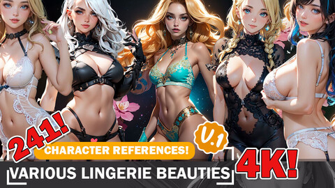 241 Beautiful Lingerie Fashion Beauties: Diverse Styles in 4K Reference Art V1