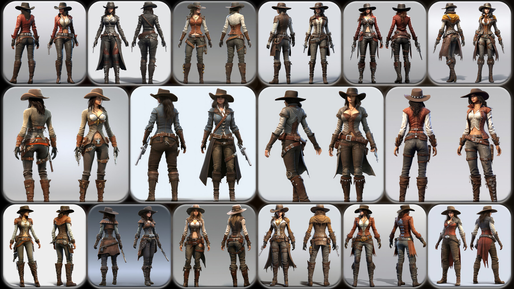 ArtStation - 200 Feminine Gunslinger Outfit Reference Pack | 4K | v.149 ...