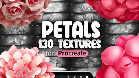 130 Procreate Flower Petal Textures | Flower Procreate Texture Seamless Brushes | Rose Petal Texture Brush | Cherry Blossom Petal Texture