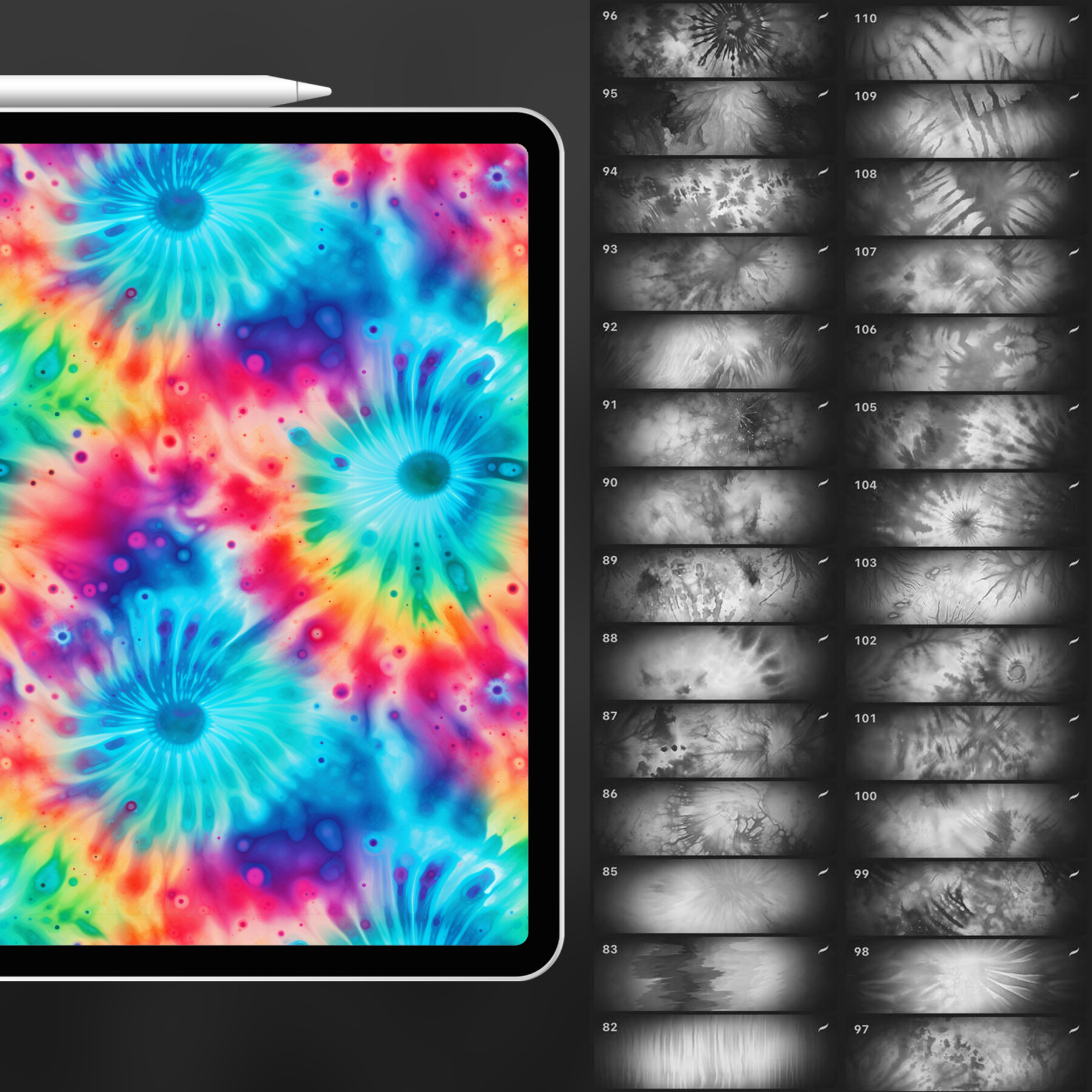 ArtStation - 130 Procreate Tie Dye Textures | Spiral Tie-Dye Procreate