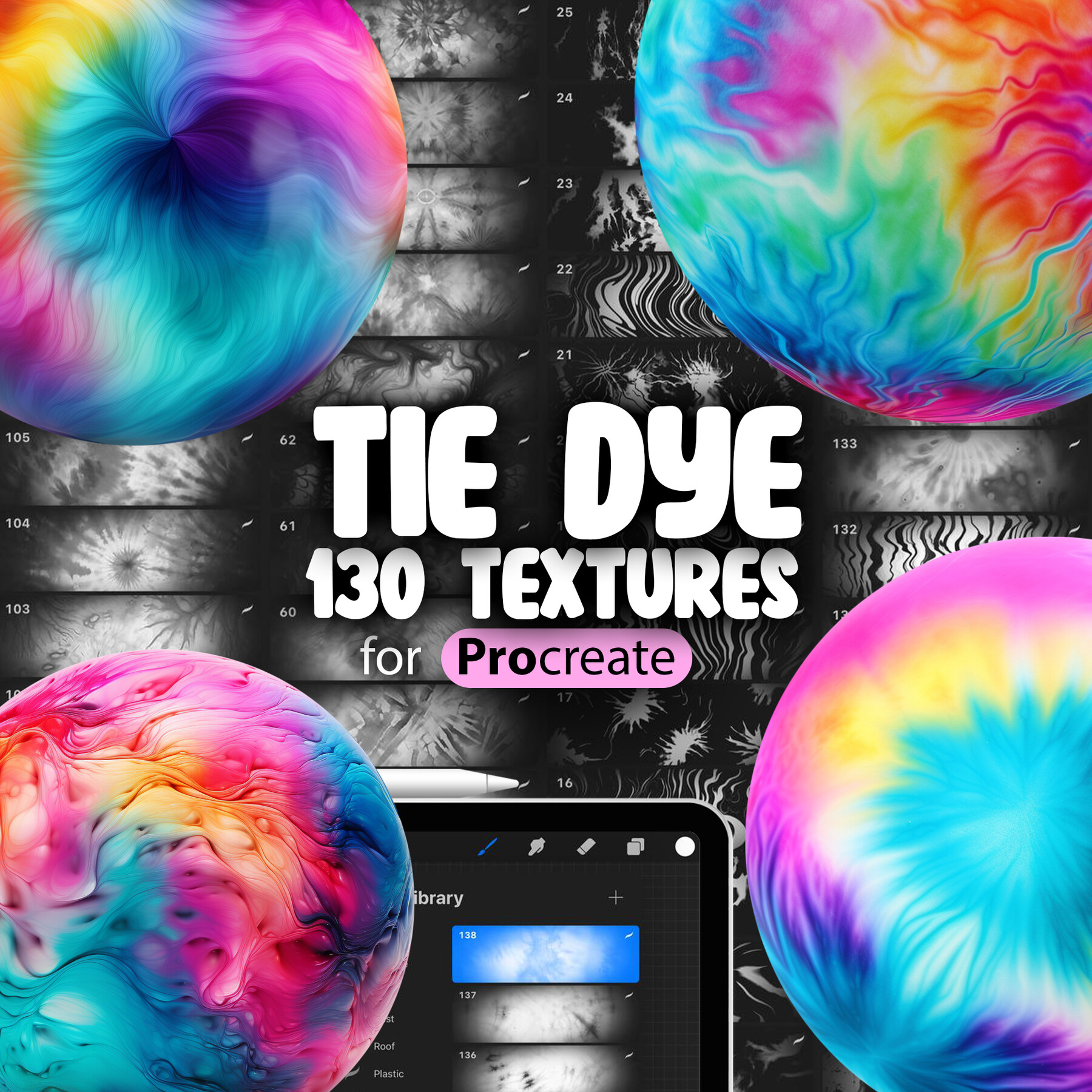 ArtStation - 130 Procreate Tie Dye Textures | Spiral Tie-Dye Procreate