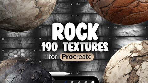 190 Procreate Rock Textures | Mountain Rock Procreate Pattern Seamless Brushes | Arid Rock Procreate | Cliffs Procreate | Smooth Rock