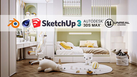 Childrens room 03 (Unreal Engine - Blender - Cinema4D - Sketchup- 3DsMax - FBX - OBJ)