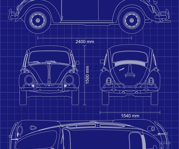 ArtStation - Volkswagen Beetle Car Blueprint | Artworks