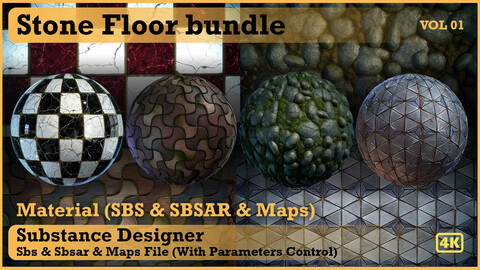 Stone Floor Material bundle VOL 01 - SBS & Maps & SBsar