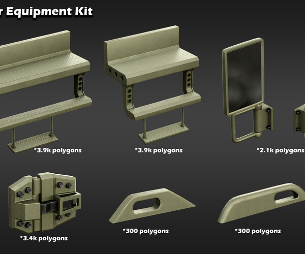 ArtStation - +20 Parts | Military Car Equipment Kit | Game & Animation ...