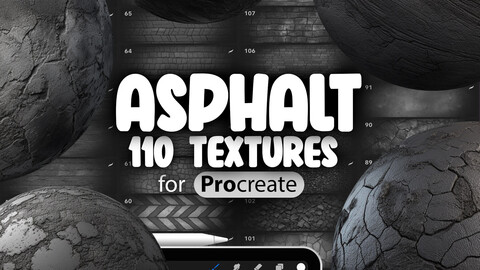 110 Procreate Asphalt Textures | Road Surface Procreate Texture Seamless Brushes | Urban Texture Procreate Brush | Concrete Texture Brush