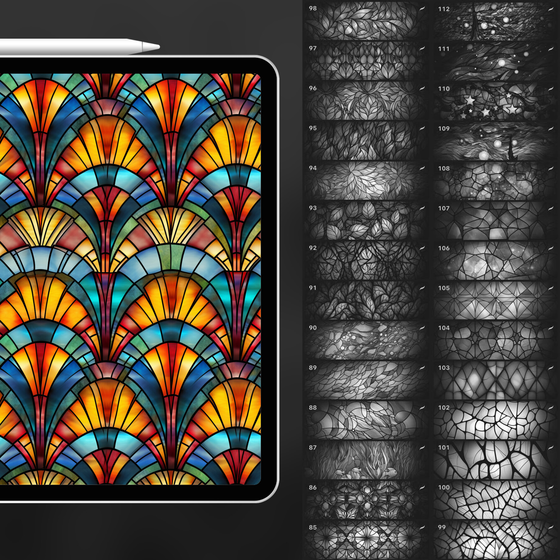 Artstation 140 Procreate Stained Glass Textures Geometric Stained Glass Procreate Texture