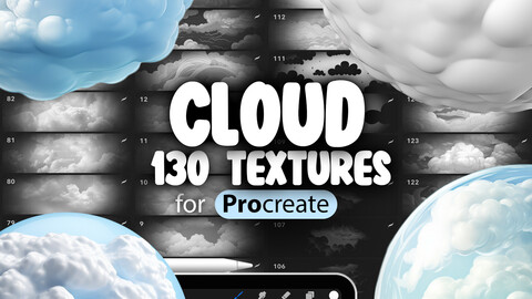 130 Procreate Clouds Textures | Realistic Clouds Procreate Seamless Brushes | Sky Texture for Procreate | Clouds Brush Procreate