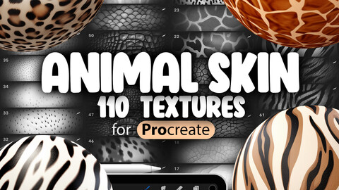 110 Procreate Animal Skin Textures | Animal Print Procreate Texture Seamless Brushes | Leopard Print Texture | Procreate Animal Skin Brush