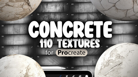 110 Procreate Concrete Textures | Cracked Material Procreate Texture Seamless Brushes | Smooth Concrete Texture | Procreate Cracked Cement