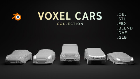 Low-poly VOXEL cars 3D collection