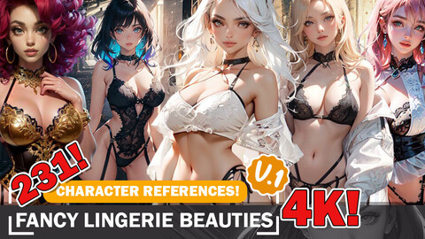 231 Fancy Lingerie Beauties: Diverse Designs in 4K Reference Art V1