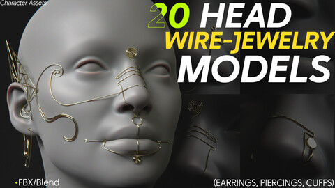 20 HEAD WIRE-JEWELRY MODELS (EARRINGS, PIERCINGS, CUFFS)