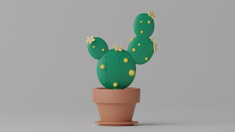 Cartoon Cactus and Pot 1 3D model