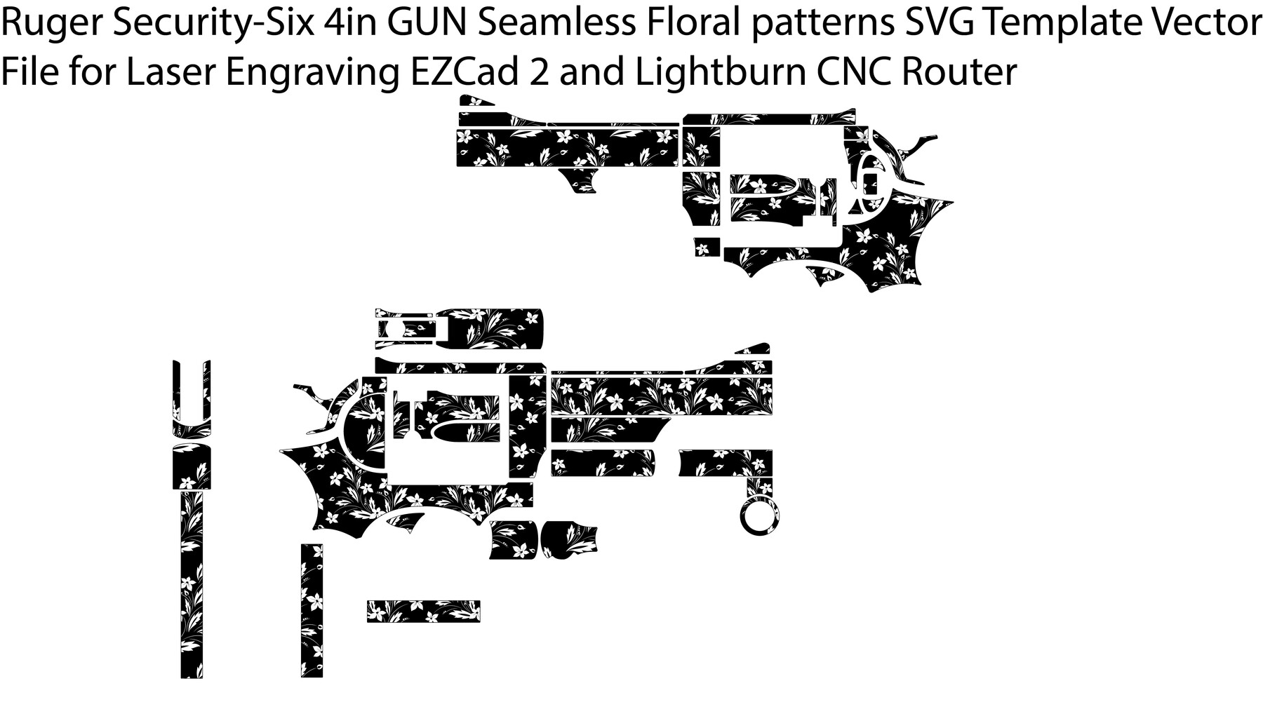 Artstation Ruger Security Six 4in Gun Seamless Floral Patterns Svg