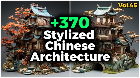 +370 Stylized Chinese Architecture (4k) | Vol_45