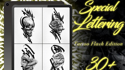 Special Lettering tattoo bundle | Tattoo lettering | Procreate lettering | Procreate stamps | Tattoo flash | Procreate tattoo