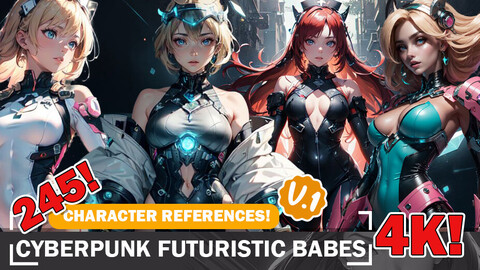 245 Cyberpunk Futuristic Fashion Babes: Diverse Designs in 4K Reference Art V1