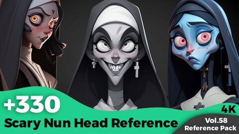 +330 Stylized Scary Nun Head Reference(4k)