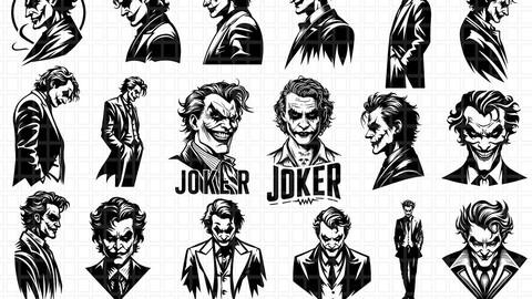 Joker Vector Bundle, Batman SVG Bundle, Supervillain SVG Bundle, Comic Vector, Joker SVG, Harley Quinn SVG Bundle, Anime Cutting Files