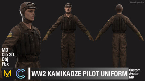 WW2 Kamikaze Pilot Uniform / Marvelous Designer / Clo 3D project