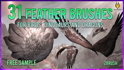 31 Feathers brushes PACK for Eagles, Dragons and Dinosaurs