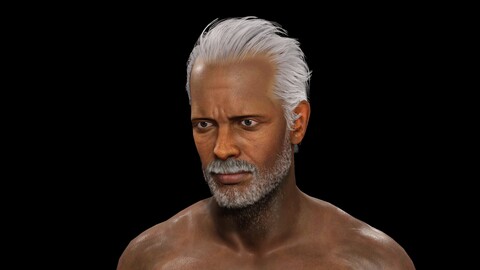 3D Digital Character Model | Elderly African Man | Fully Rigged | Blender C4D Unreal Engine