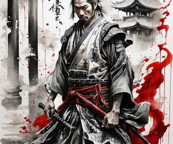 ArtStation - Samurai Serenity: A Tattoo Style Masterpiece with Ink ...