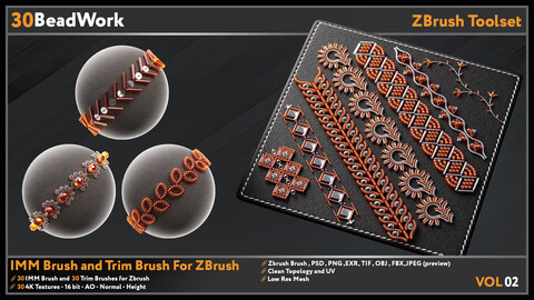 30 BeadWork - IMM Brush and Trim Brush For ZBrush - VOL 02