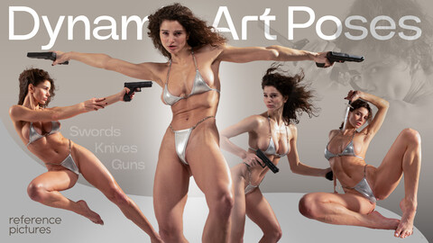 650+ Dynamic Art poses With Guns, Knives & Swords.