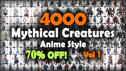 4000 Anime Mythical Creatures (Full Body) Reference Pack | MEGA Bundle | 4K | v.1