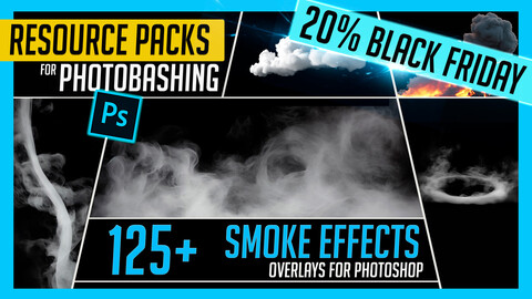 PHOTOBASH 125+ Smoke, Fog, Clouds Overlay Effects Resource Pack Photos for Photobashing in Photoshop