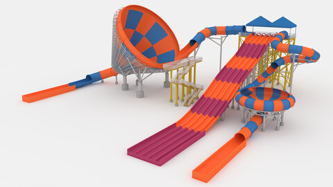 3D Model Waterpark Slide 11