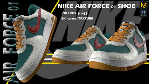 shoe-NIKE AIR FORCE 01- Marvelous Designer/Clo3d + 4K Normal Textures + OBJ + FBX